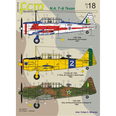 [FCM] Decalque 032-18 N.A. T-6 Texan Escala 1/32