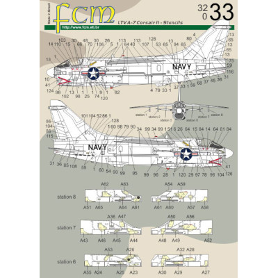 [FCM] Decalque 032-33 LTV A-7 Corsair II Stencils Escala 1/32