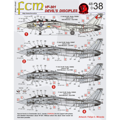 [FCM] Decalque 048-38 F-14 Tomcat Escala 1/48