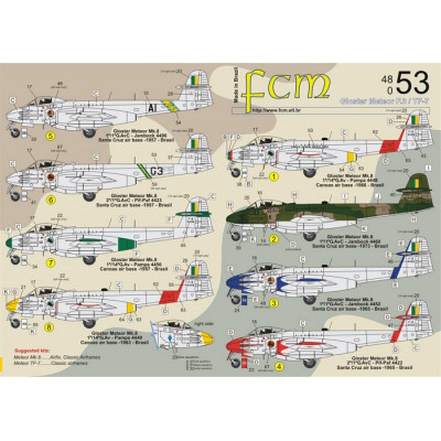 [FCM] Decalque 048-53 Gloster Meteor F.8 / TF-7 Escala 1/48