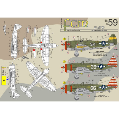 [FCM] Decalque 048-59 P-47D Thunderbolt Escala 1/48