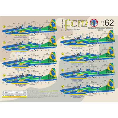 [FCM] Decalque 048-62 EMB-314 Super Tucano Esquadrilha da Fumaça EDA 2022 Escala 1/48