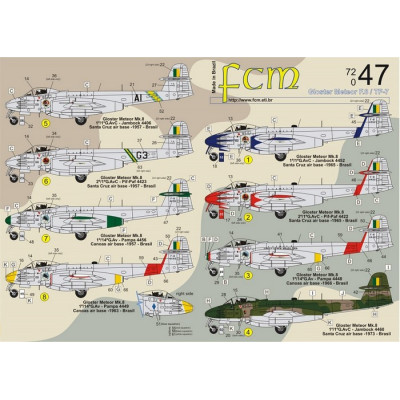 [FCM] Decalque 072-47 Gloster Meteor F.8 / TF-7 Escala 1/72