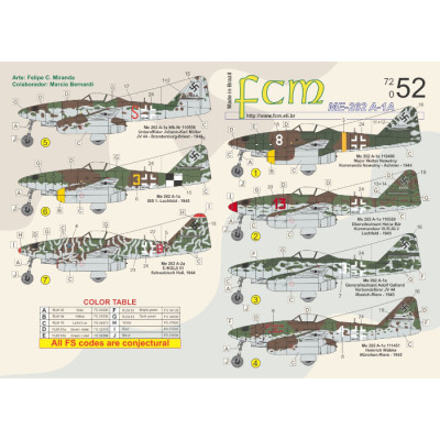 [FCM] Decalque 072-52 ME-262 A-1A Escala 1/72