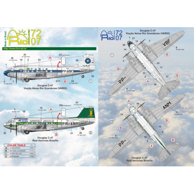 [RIO DECALQUES] Decalque 072-07 Douglas DC-3 / C-47 Escala 1/72