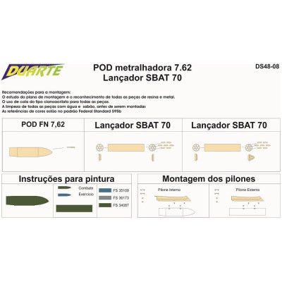 [DUARTE] Set de POD Metralhadora 7.62 e Lançador SBAT-70 Escala 1/48 - Resina