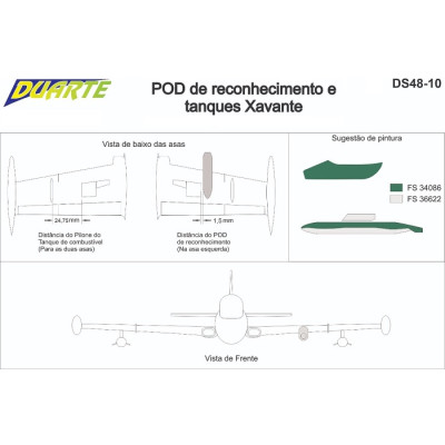 [DUARTE] Set Pod de reconhecimento e tanques Xavante Escala 1/48 - Resina