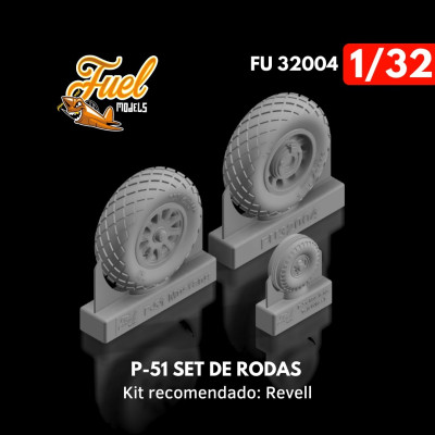 [FUEL MODELS] Set de Rodas para P-51 Mustang Escala 1/32 - Resina