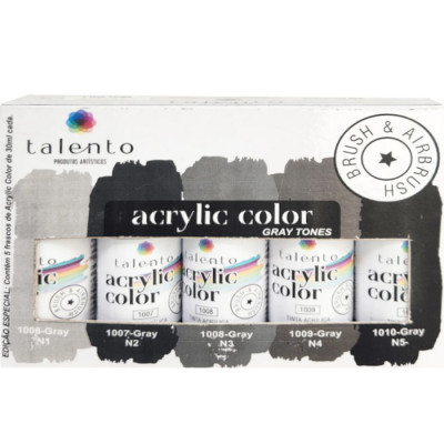 [TALENTO] Acrylic Color Gray Tones Set